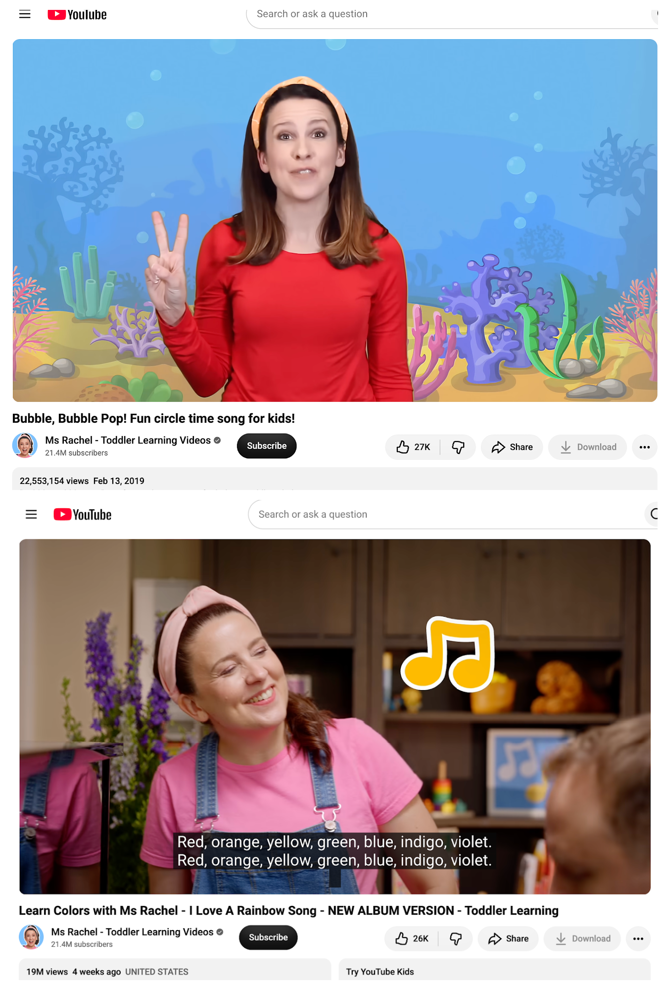 Ms. Rachel You Tube