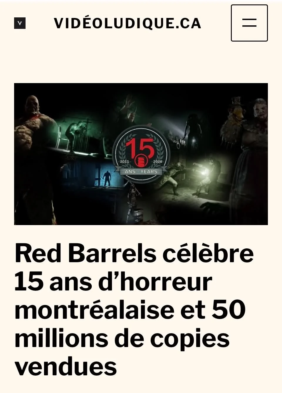 Couverture média de videoludique.ca du studio de jeu vidéo Red Barrels