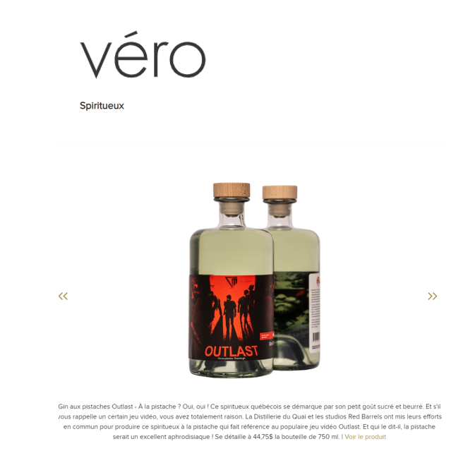 Couverture média de VERO pour le Gin de Outlast, par Red Barrels