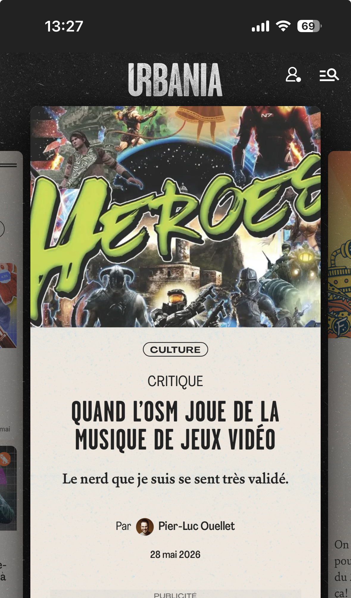 Couverture média de Urbania pour le concert symphonique Heroes