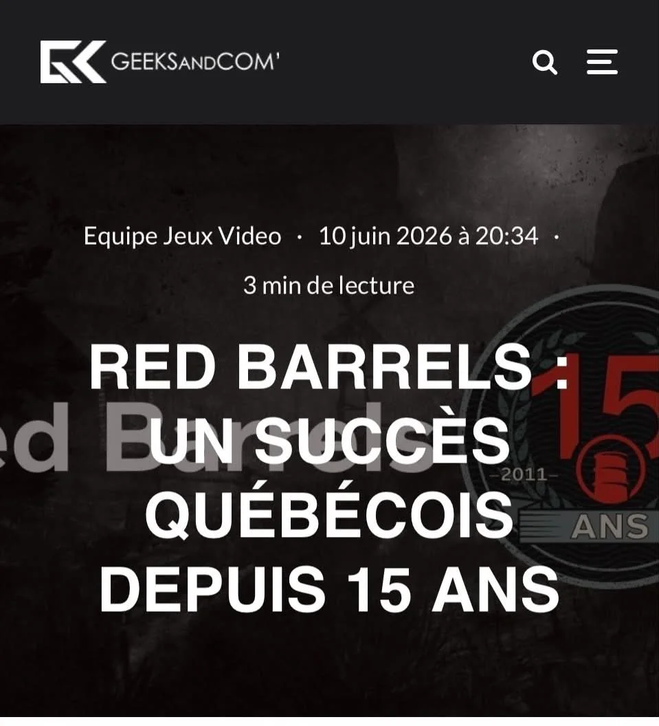 Couverture média de Geeks and Com pour le studio de jeu vidéo Red Barrels