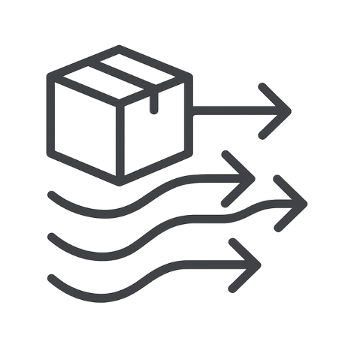 High-volume distribution logistics with freight trucks moving large quantities of goods between warehouses and distribution centers for efficient supply chain operations