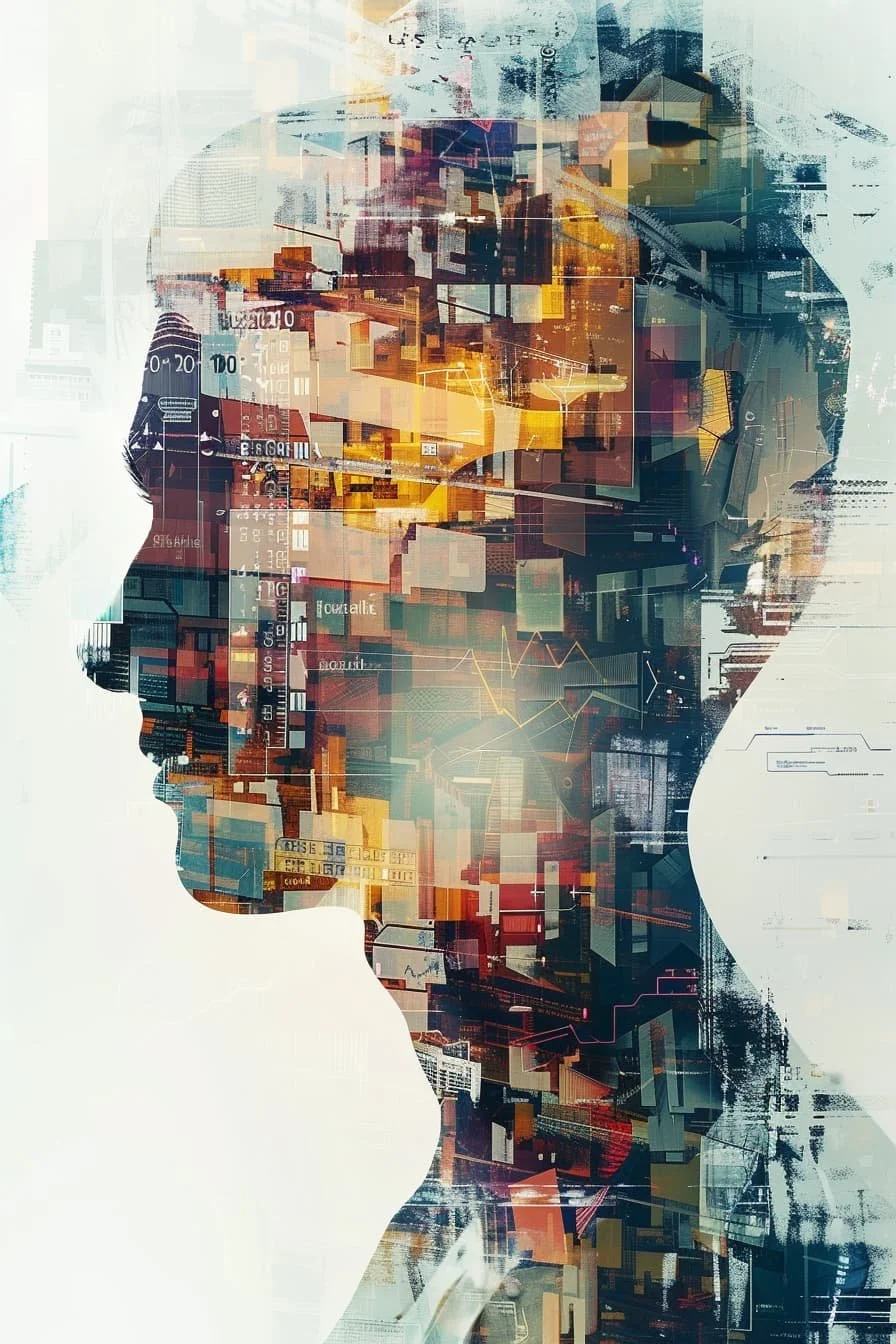 Abstract human profile illustrating psychology and decision making in finance