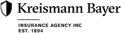 Kreisman Bayer Insurance Agency Inc logo with shield symbol, established in 1894, in black and white.