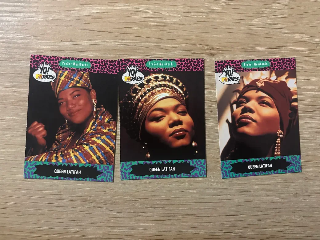 1991 Yo! MTV Raps Queen Latifah 3 card ProSet Musicards