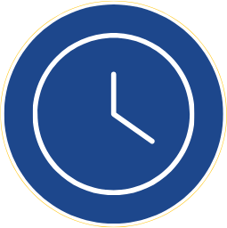 A round clock face with white outline and hands showing the time as 3:00.