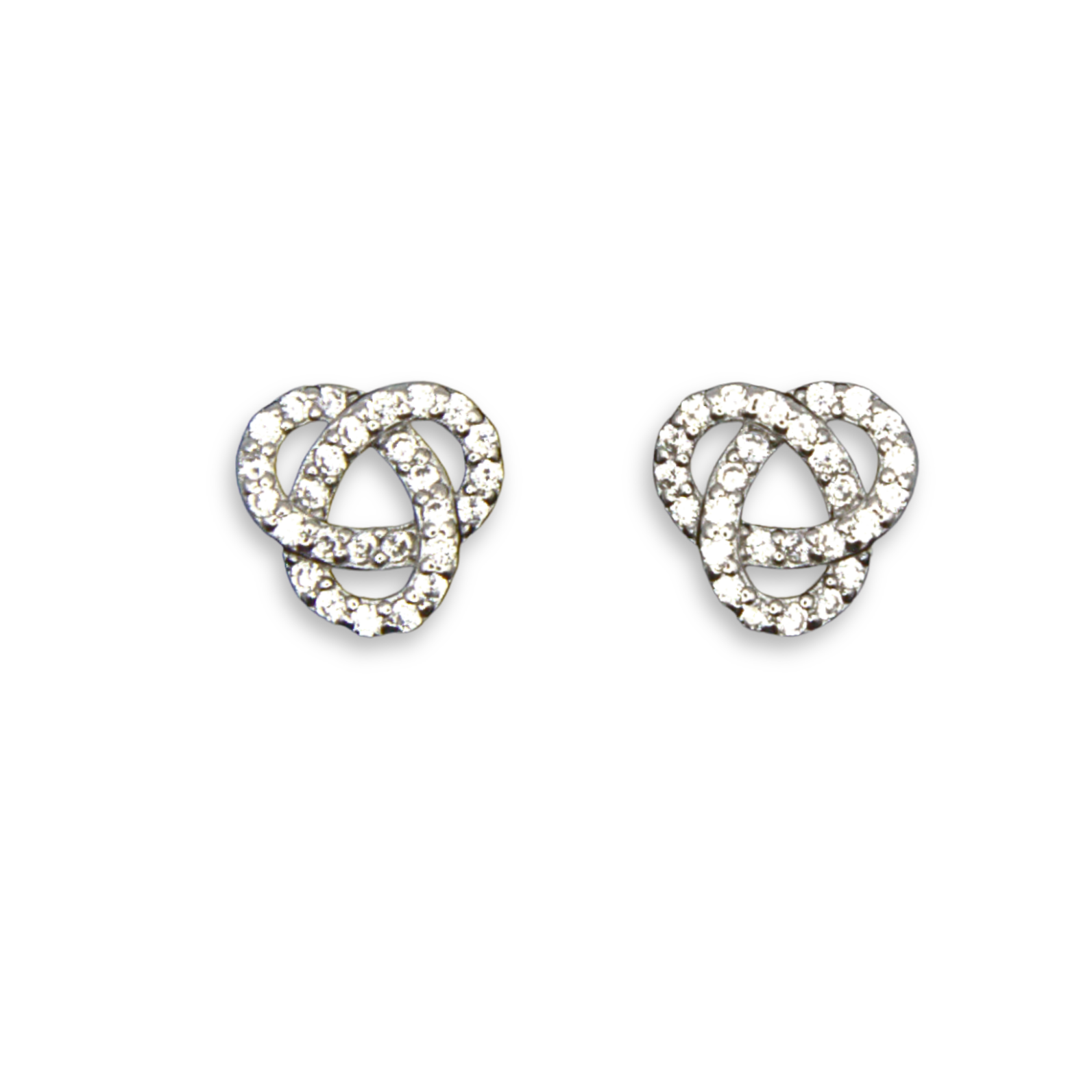 Silver Donna Ricardo Interlocking Loop Stud Earrings (DRE9018)