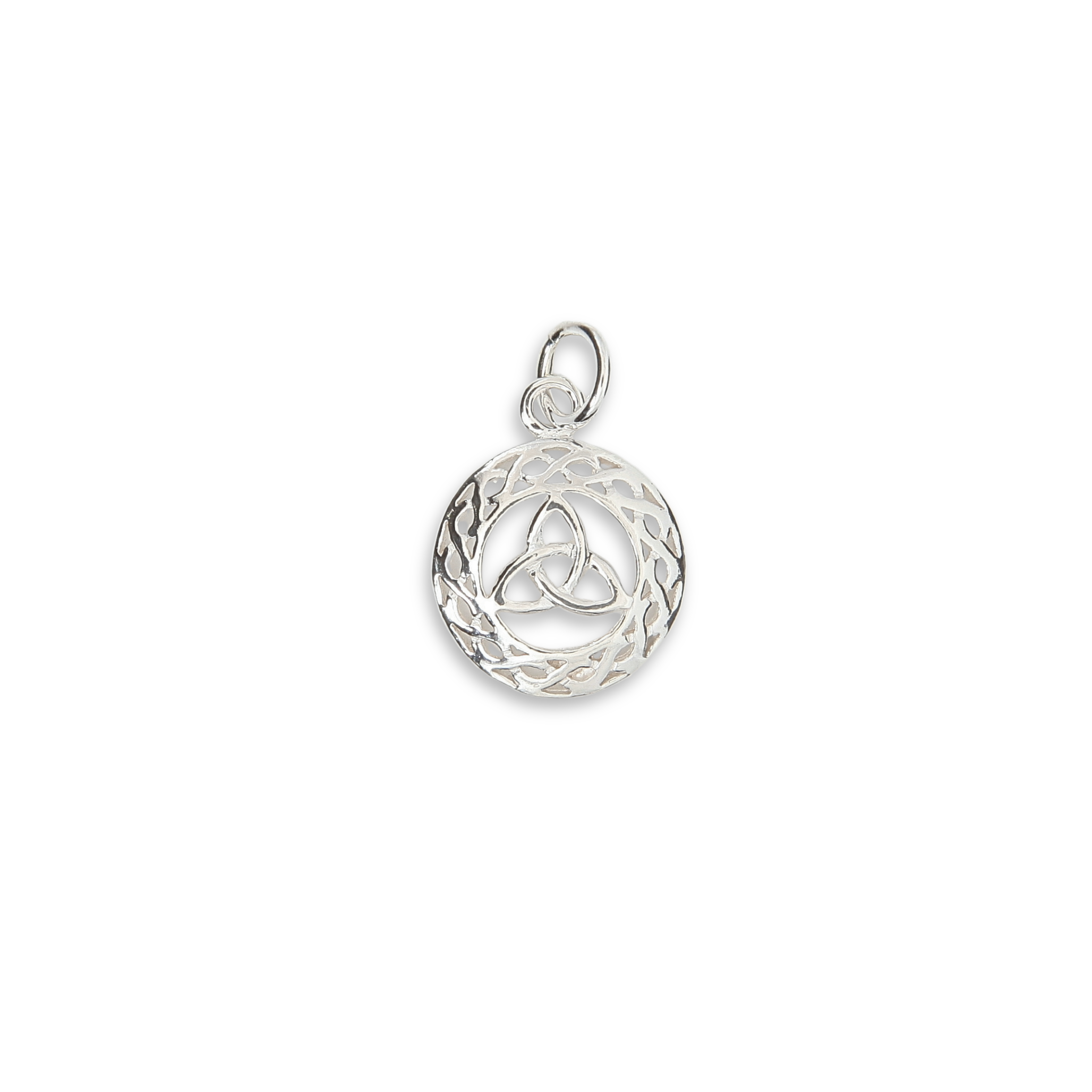 Sterling Silver Celtic Trinity Knot Circle Pendant - 14mm (SP2213)
