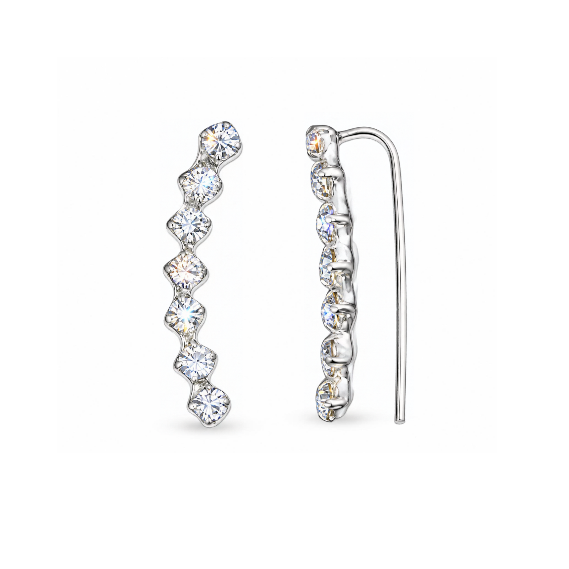 Sterling Silver CZ Drop Earrings