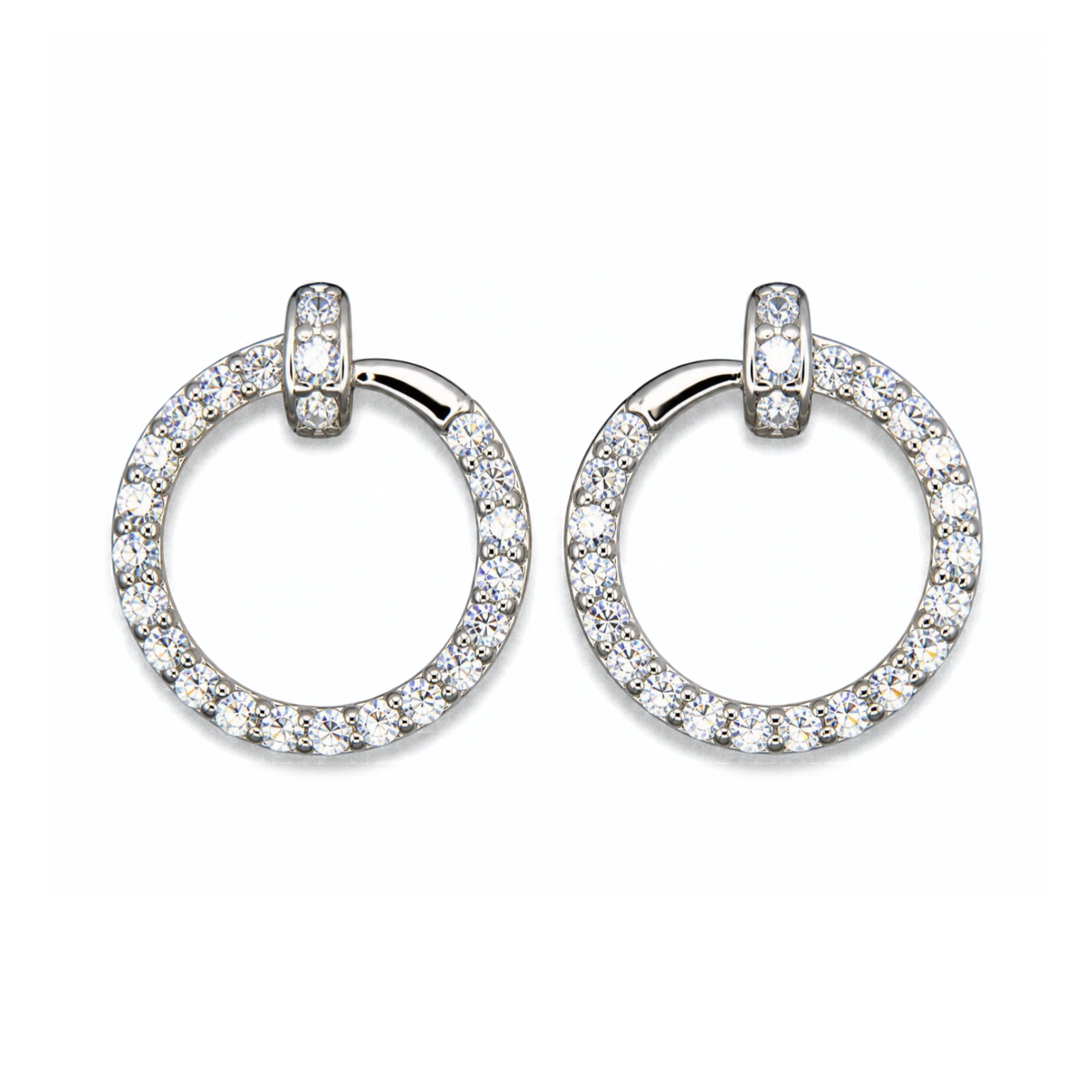 Silver Donna Ricardo Circle Stud Earrings (DRE3003)