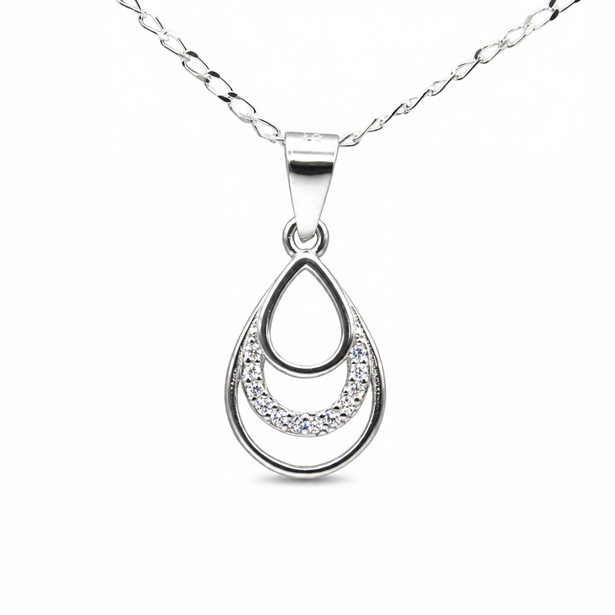 Silver Donna Ricardo Open Teardrop Pendant (DRP9003)