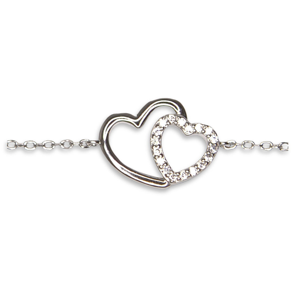 Silver Donna Ricardo Double Heart Bracelet (DRB1011)