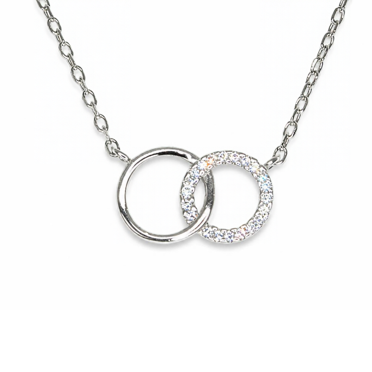 Silver Donna Ricardo Interlocking Circles Necklet (DRN3003)