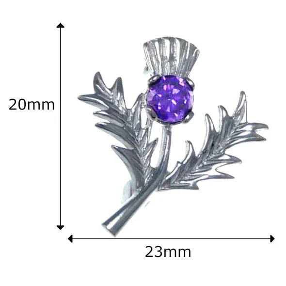 Sterling Silver & Amethyst Scottish Thistle Brooch - 20mm (4).webp