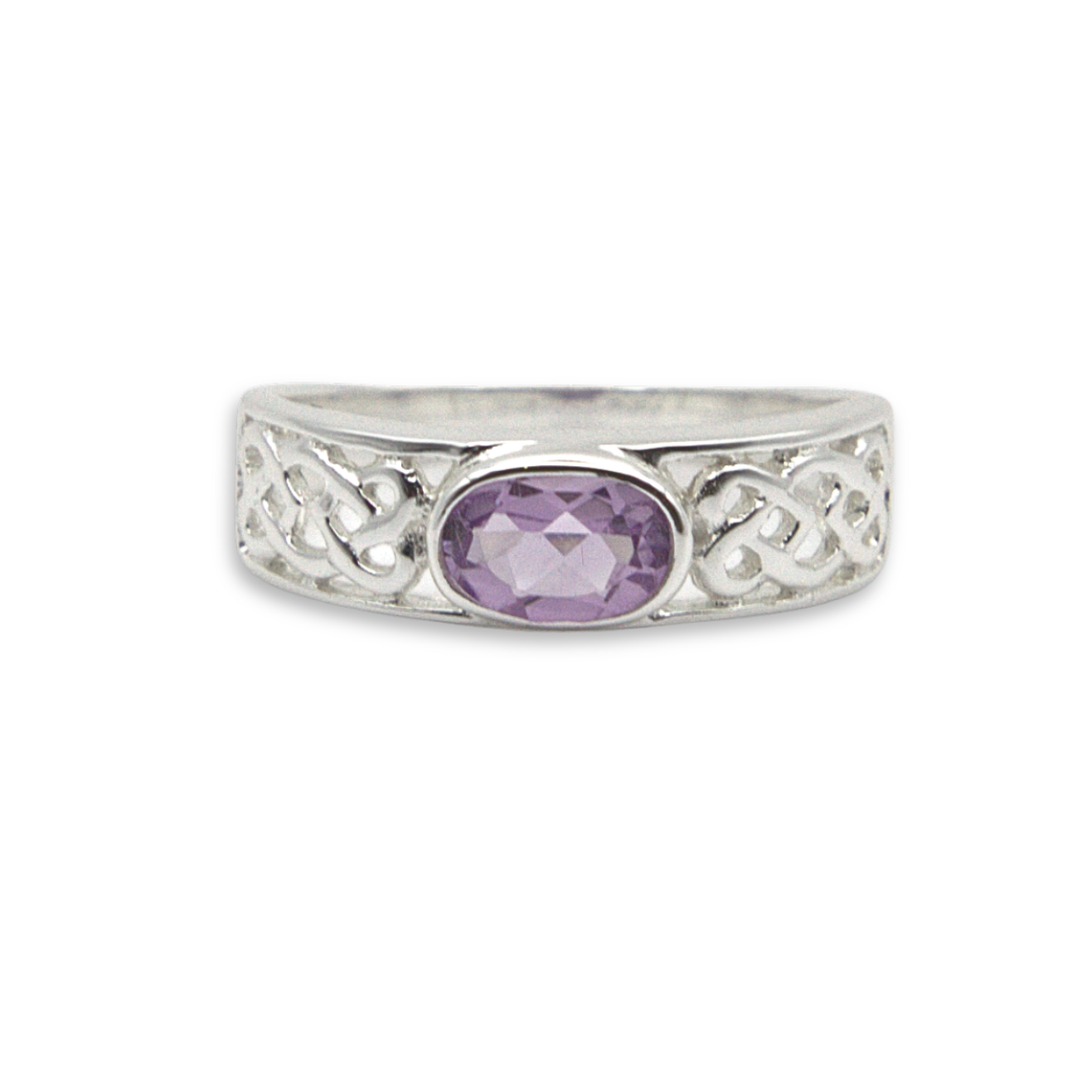 Sterling Silver & Purple Stone Celtic Knot Ring (SSR8960)