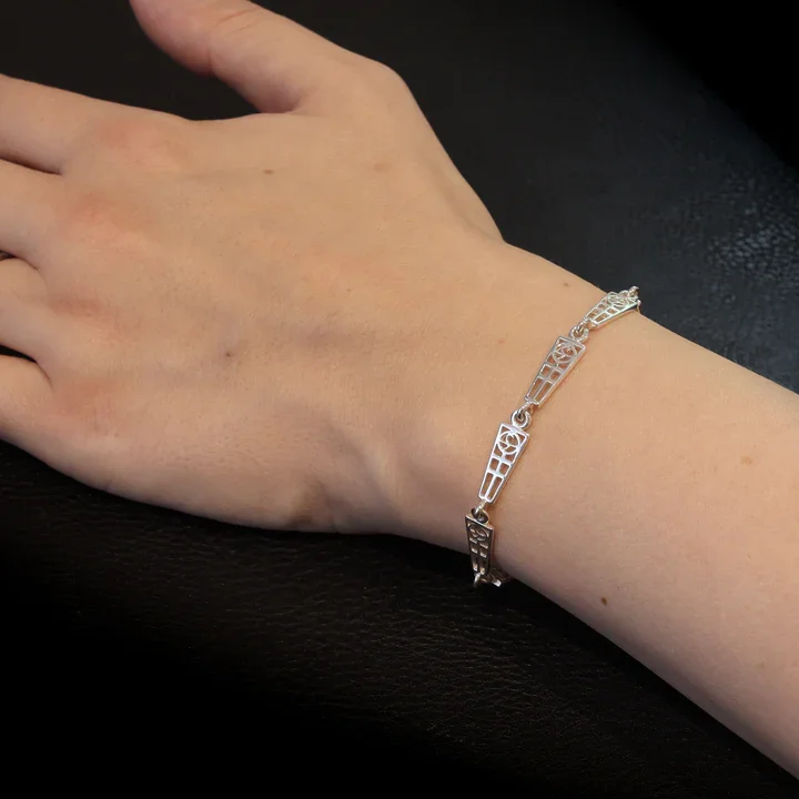 Sterling Silver Charles Rennie Mackintosh Trapezoid Bracelet - 18cm (3).webp