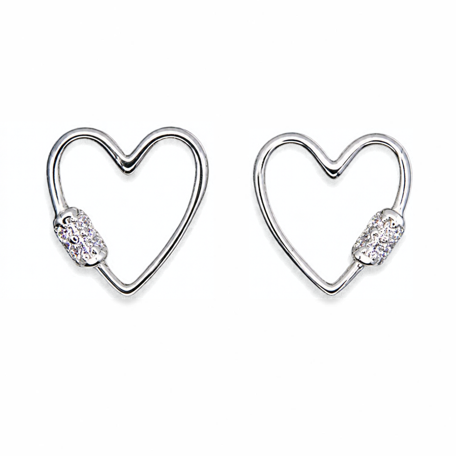 Silver Donna Ricardo Heart Stud Earrings (DRE1005)