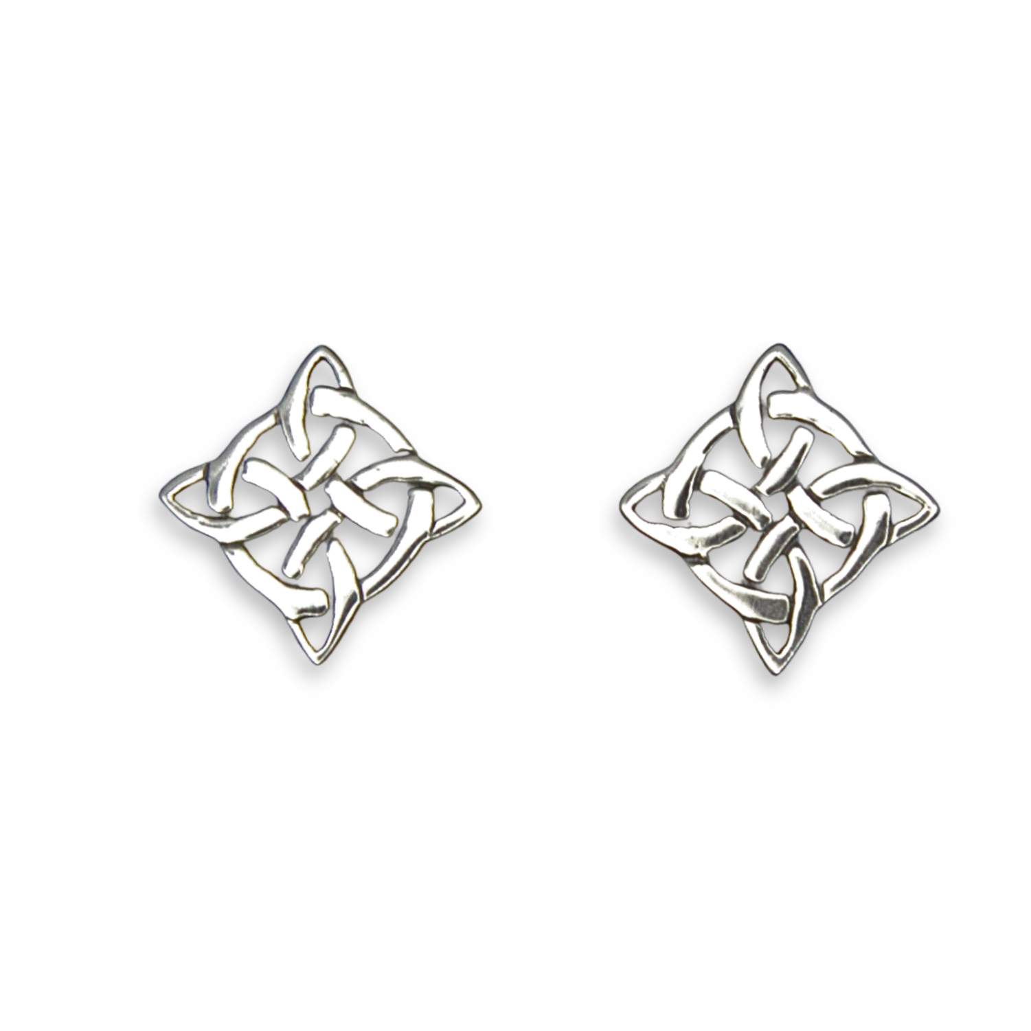 Sterling Silver Celtic Knot Stud Earrings, Four-Point Radial Design