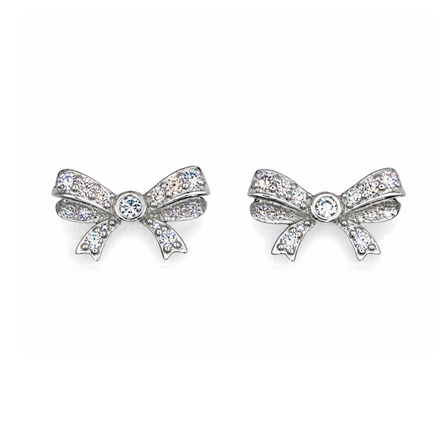Silver Donna Ricardo Bow Stud Earrings (DRE9036)