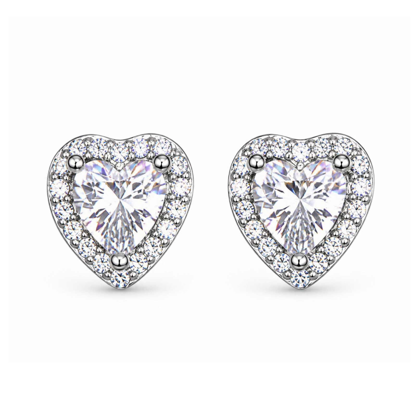 Silver Donna Ricardo Heart Stud Earrings (DRE1013)