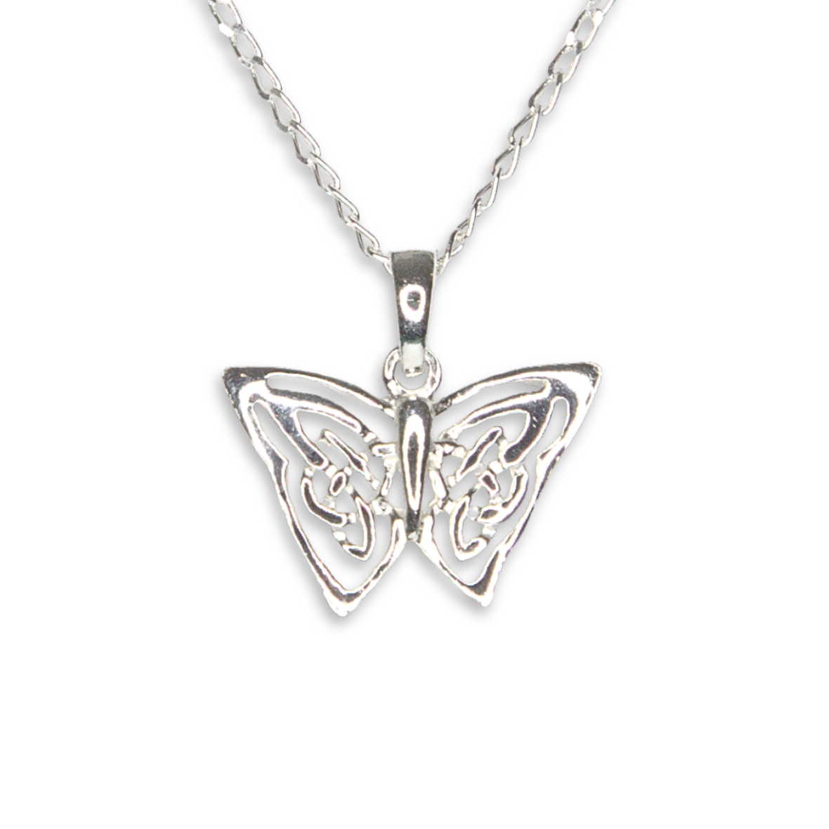 Sterling Silver Celtic Knotwork Butterfly Pendant (SP2211)