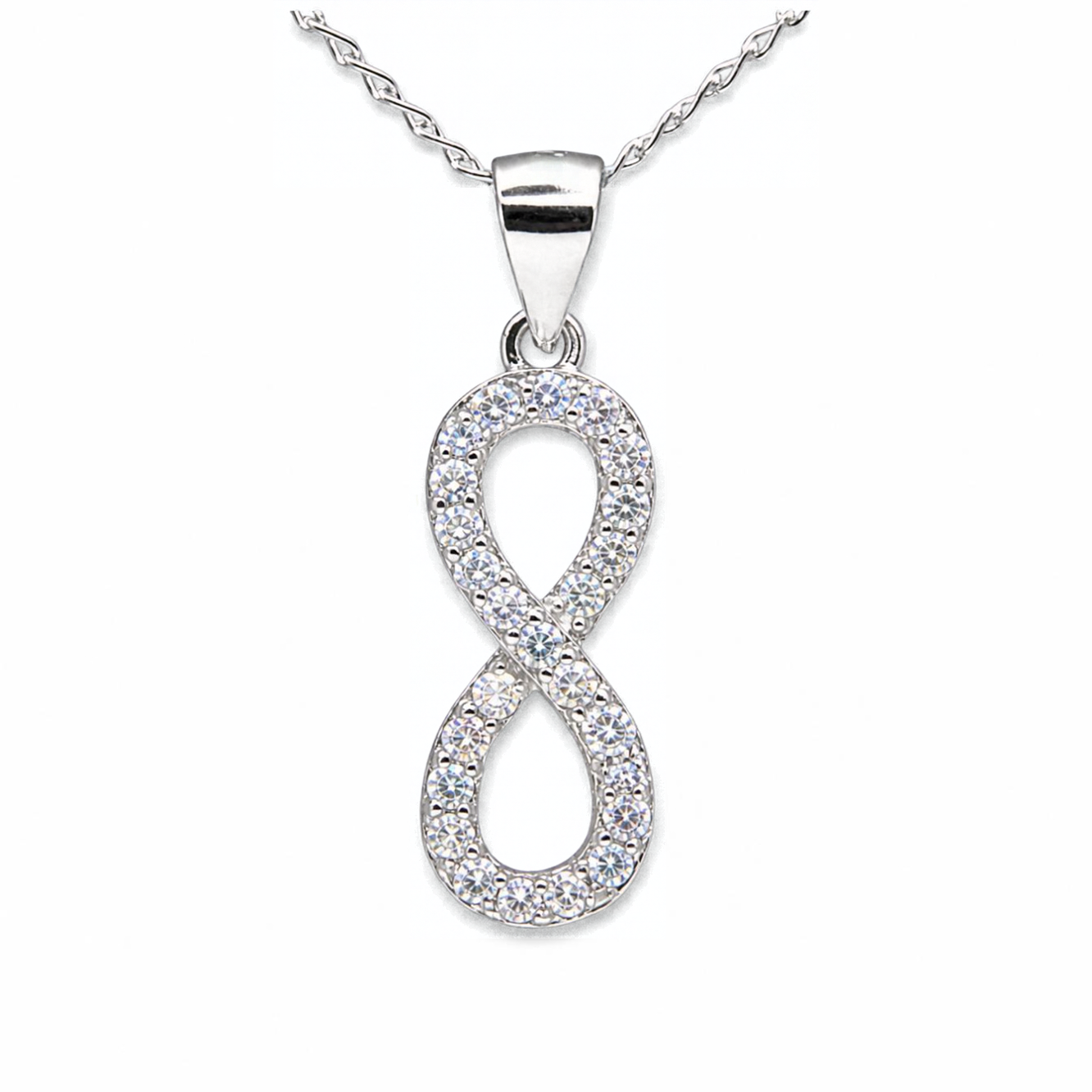 Sterling Silver Open Infinity Pendant with CZ
