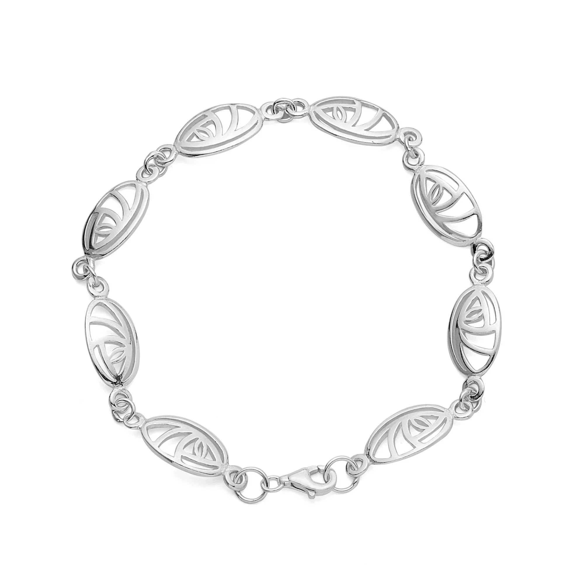Sterling Silver Charles Rennie Mackintosh Oval Bracelet - 19cm (1).webp