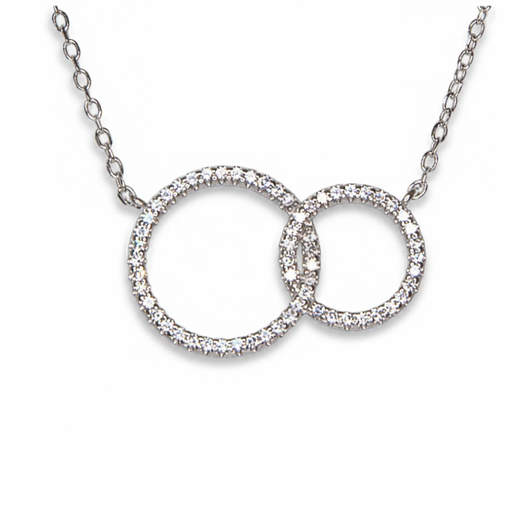 Silver Donna Ricardo Double Circle Necklet (DRN3002)