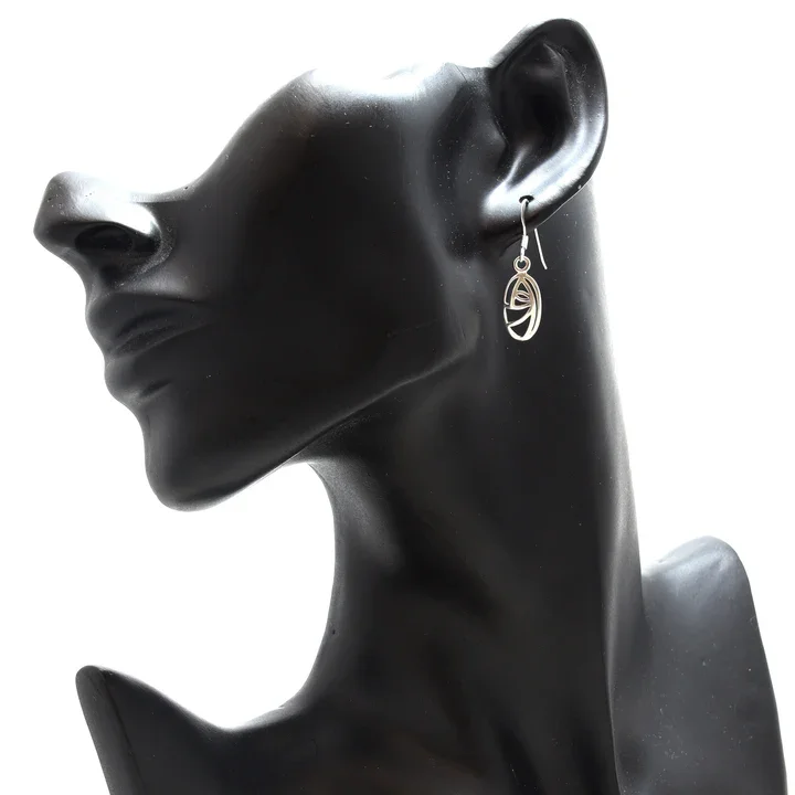 Sterling Silver Charles Rennie Mackintosh Oval Drop Earrings - 20mm (2).webp