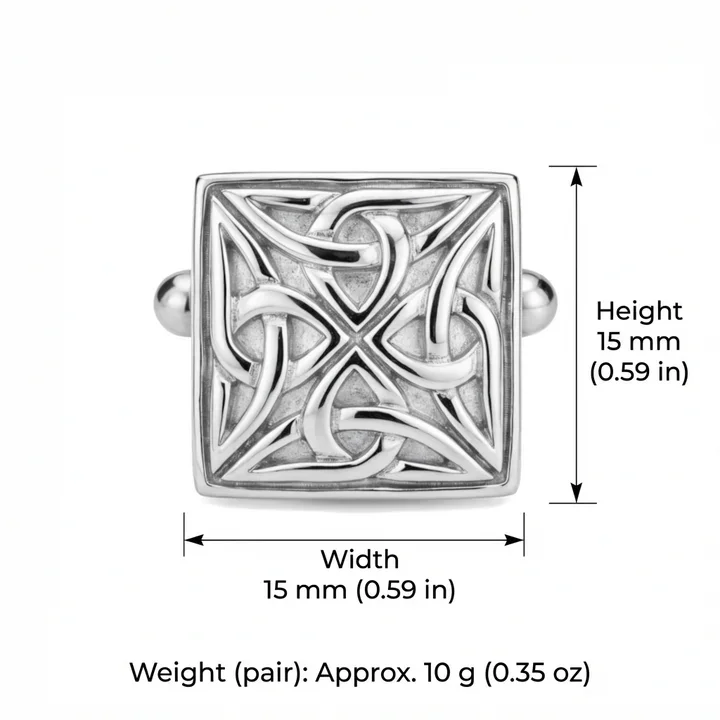Sterling Silver Scottish Celtic Square Cufflinks - 15mm (4).webp
