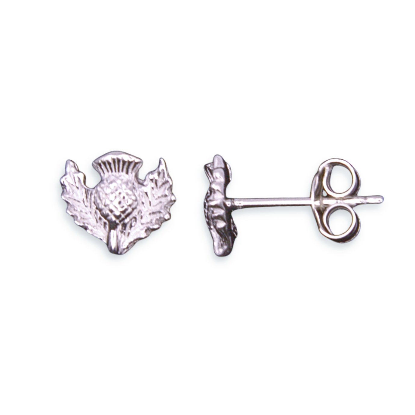 Sterling Silver Thistle Stud Earrings, Sculptural Design