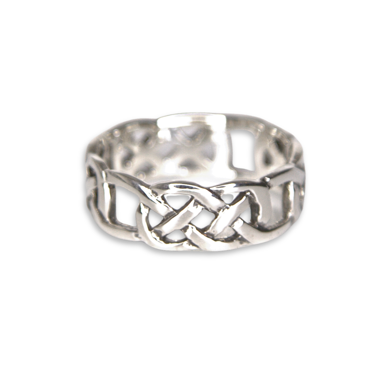 Sterling Silver Celtic Knot Ring, Open Lattice Cutwork