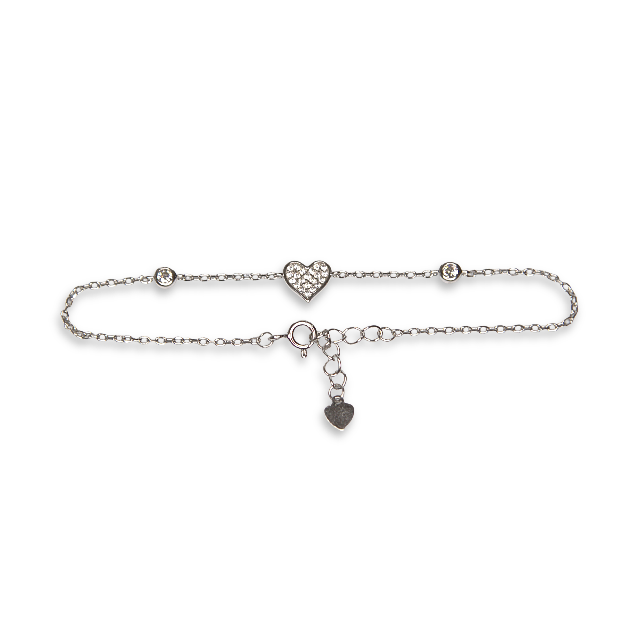 Sterling Silver Heart Bracelet with CZ
