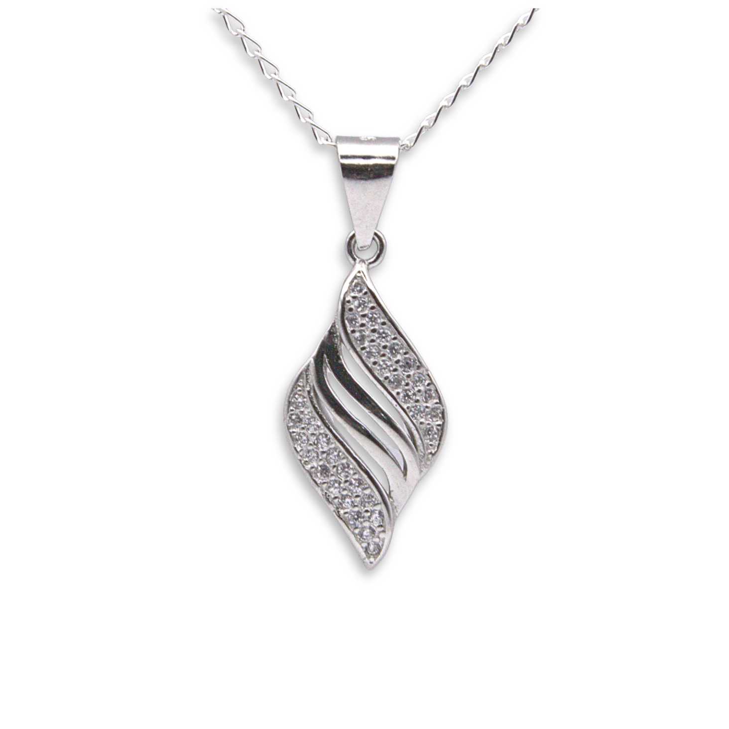 Silver Donna Ricardo Swirling Leaf Pendant (DRP9009)