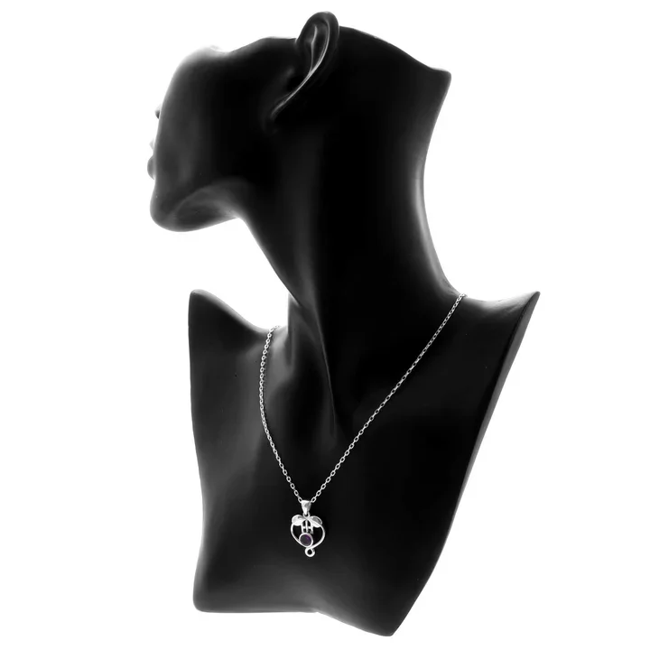 Sterling Silver & Purple CZ Charles Rennie Mackintosh Heart Pendant (3).webp
