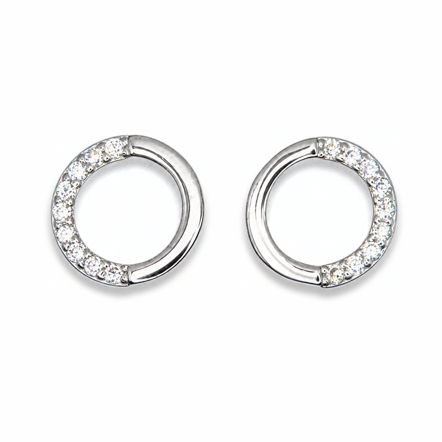 Silver Donna Ricardo Circle Stud Earrings (DRE3002)
