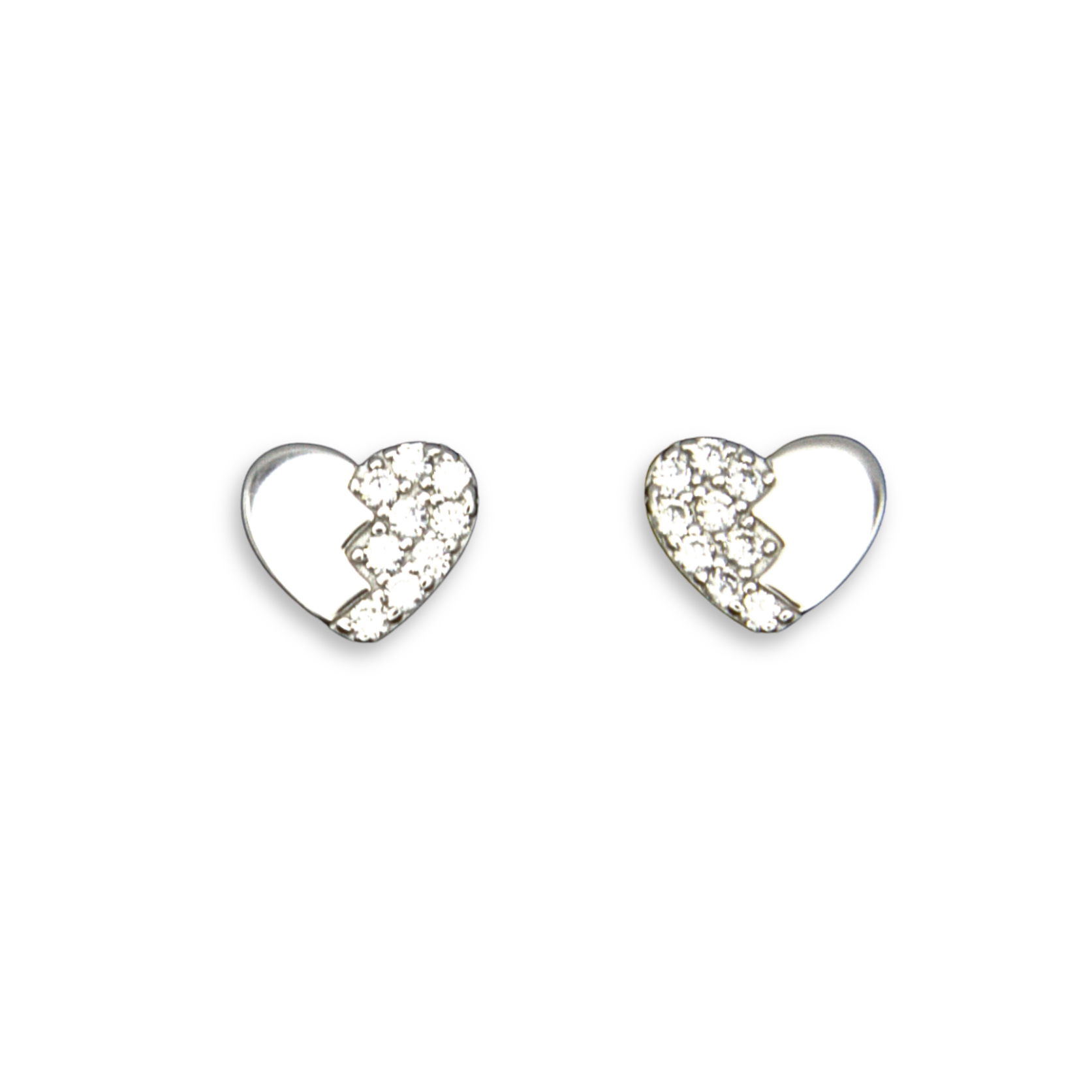 Silver Donna Ricardo Heart Stud Earrings (DRE1009)