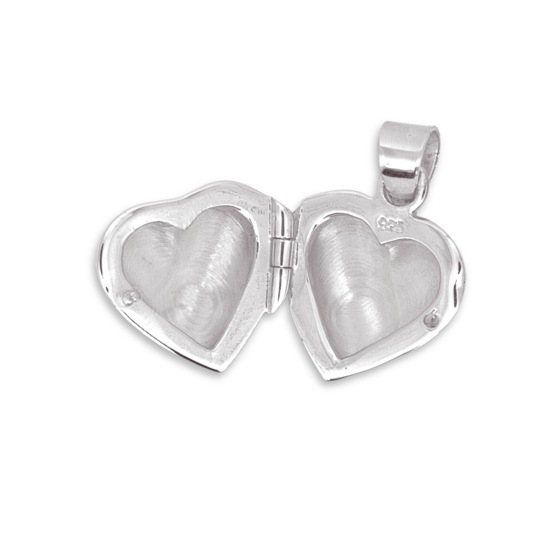 Sterling Silver Heart Locket, hand engraved scroll design, internal photo pockets shown