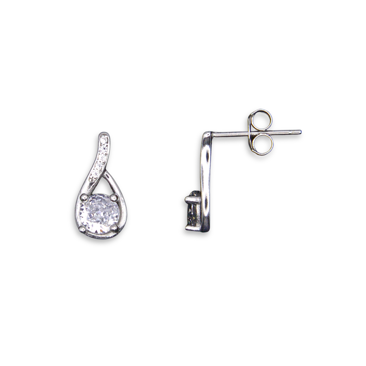 Silver Donna Ricardo Open Teardrop Stud Earrings (DRE9006)