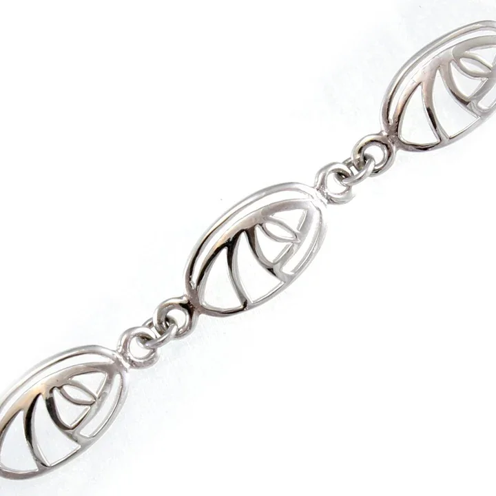 Sterling Silver Charles Rennie Mackintosh Oval Bracelet - 19cm (3).webp