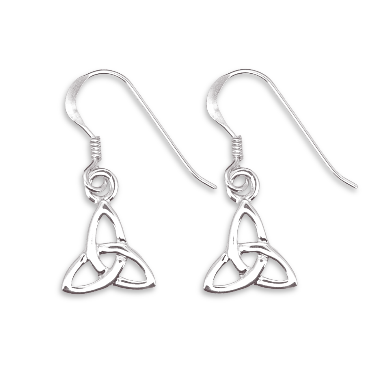 Sterling Silver Celtic Trinity Knot Drop Earrings, triquetra design