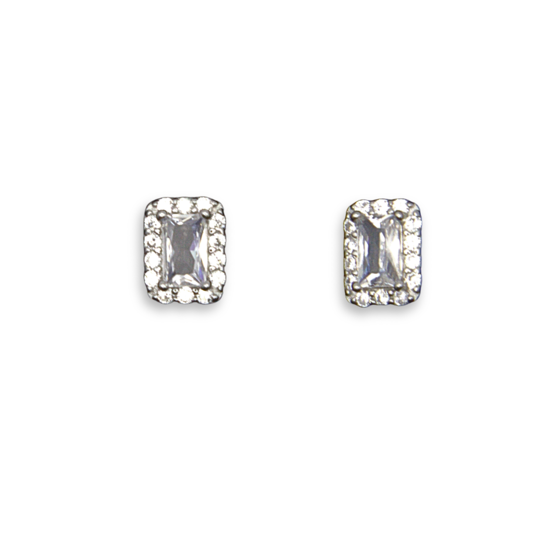Silver Donna Ricardo CZ with Halo Stud Earrings (DRE9027)