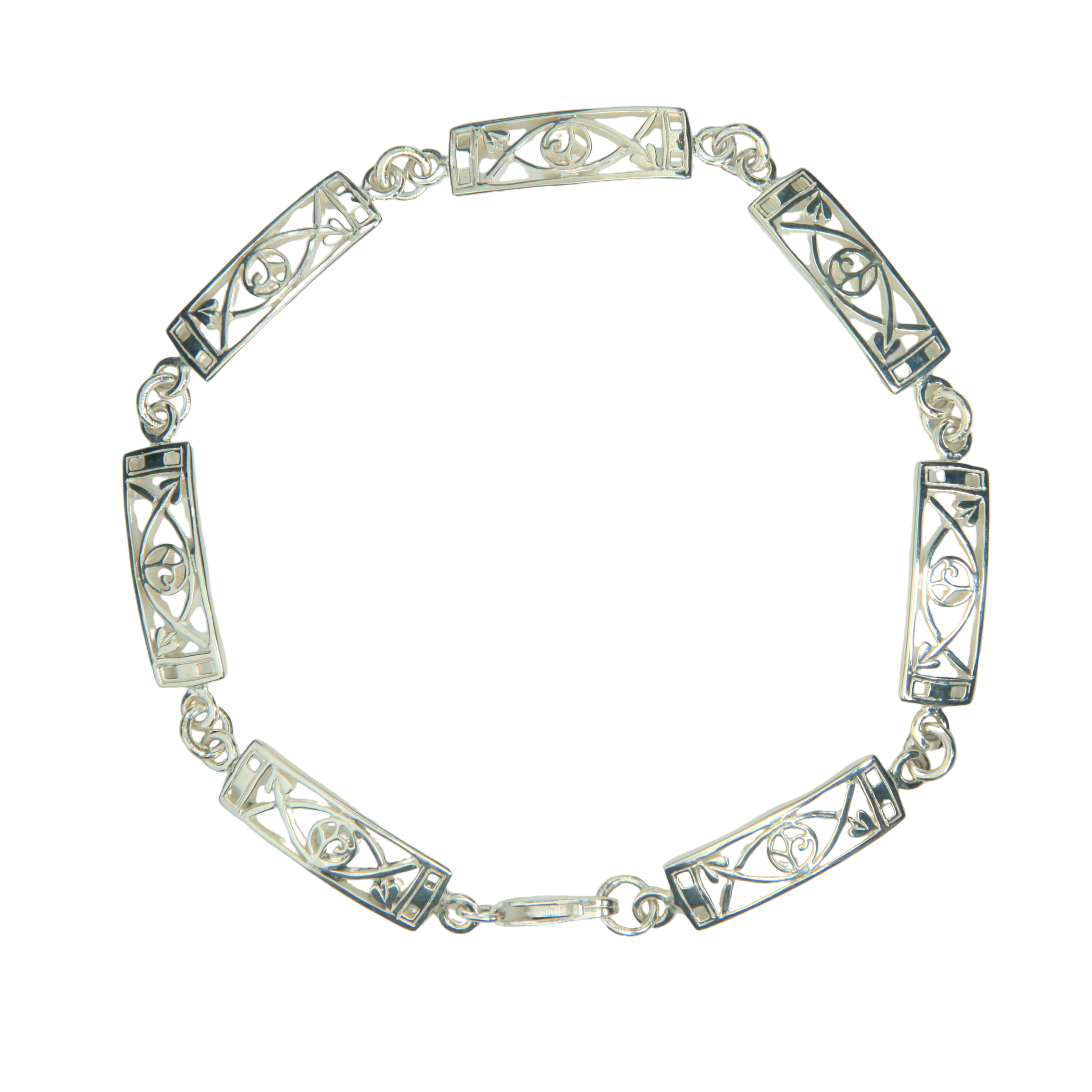 Sterling Silver Charles Rennie Mackintosh Bar Bracelet - 20cm (RMB7171)