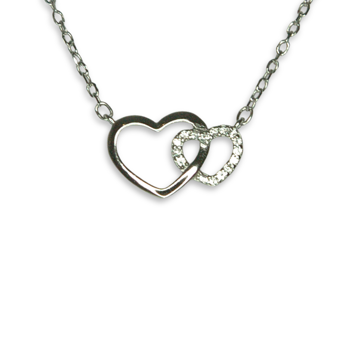 Silver Donna Ricardo Interlocking Hearts Necklet (DRN1001)