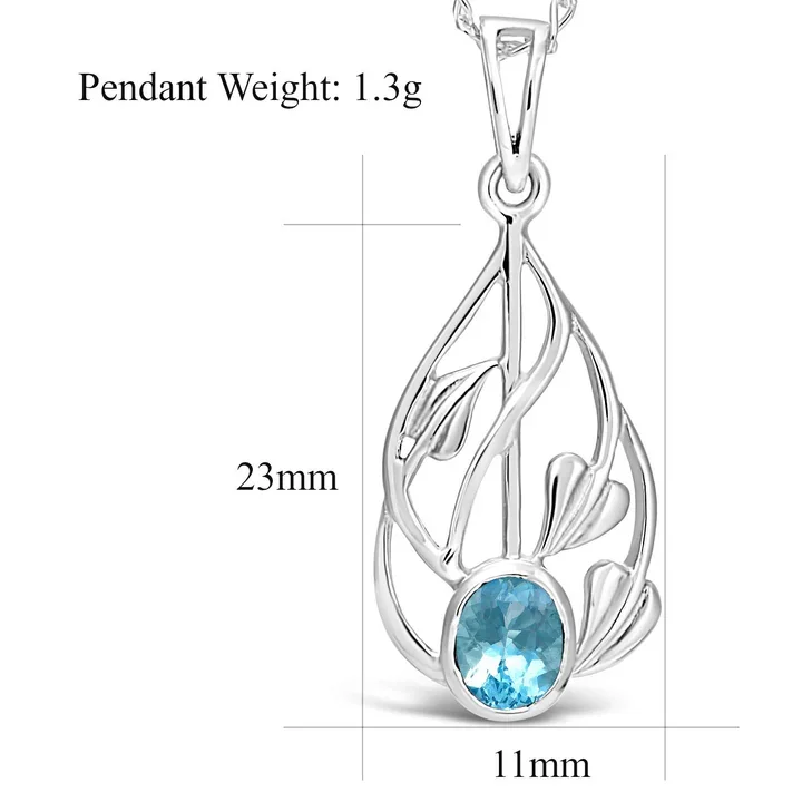 Sterling Silver & Blue Topaz Charles Rennie Mackintosh Teardrop Pendant (3).webp