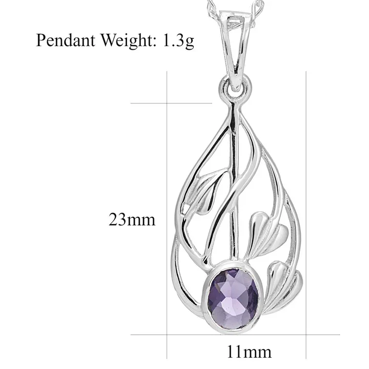 Sterling Silver & Amethyst Charles Rennie Mackintosh Teardrop Pendant (3).webp