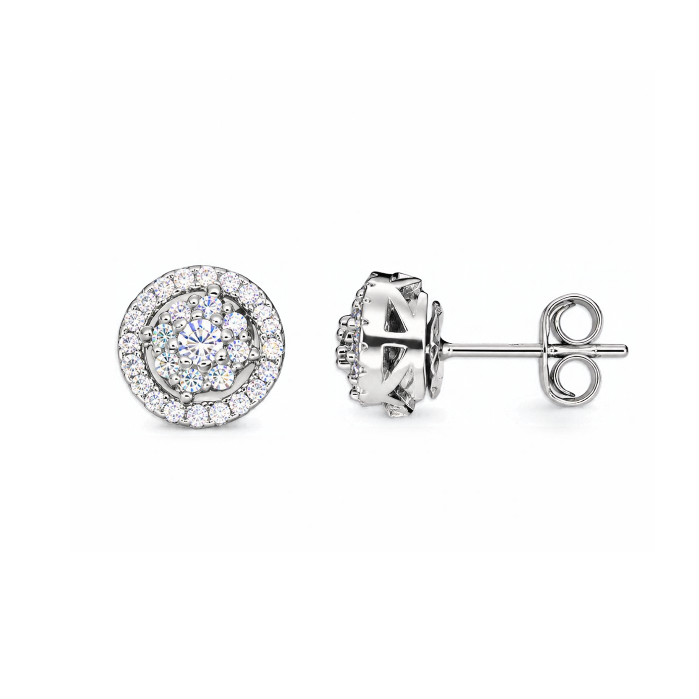 Silver Donna Ricardo Round Stud Earrings (DRE9008)