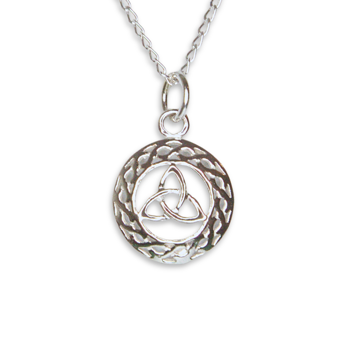 Silver Celtic Trinity Knot Circle Pendant (SP2213)