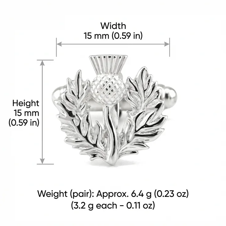 Sterling Silver Scottish Thistle Cufflinks - 15mm (4).webp