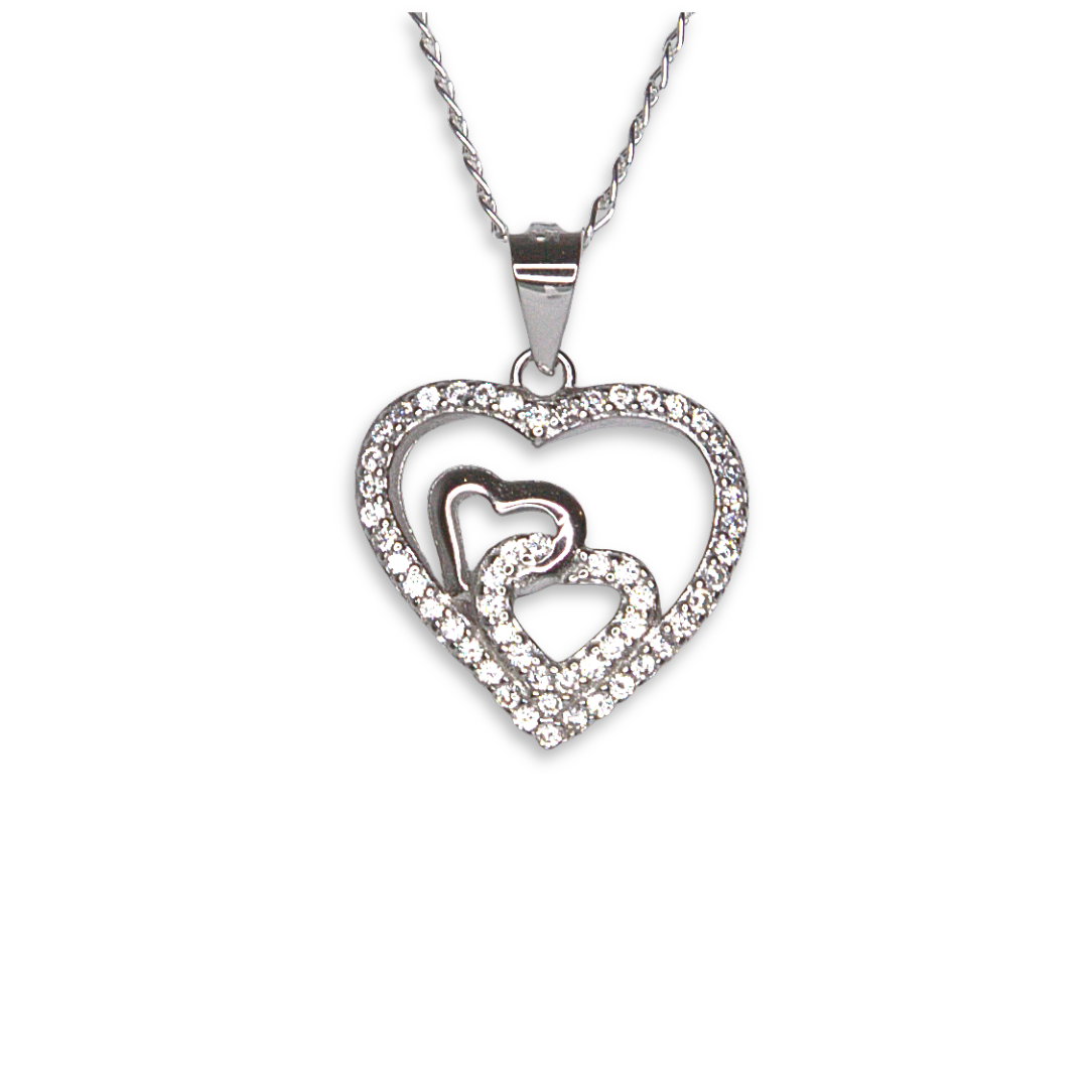 Silver Donna Ricardo Triple Heart Pendant (DRP1012)
